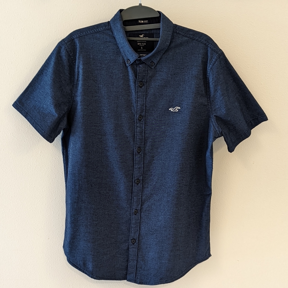 Hollister Men Short-Sleeve Sleeve  Oxford Stretch Shirt